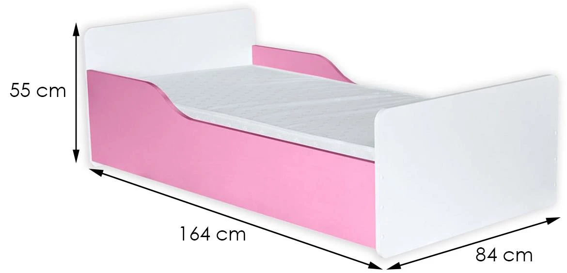 Krevet Bb08 sa dušekom 84x164x55 belo/roze