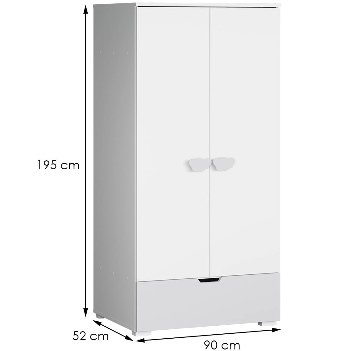 Ormar Lulu 2vrata+1fioka 90x52x195 belo/sivi