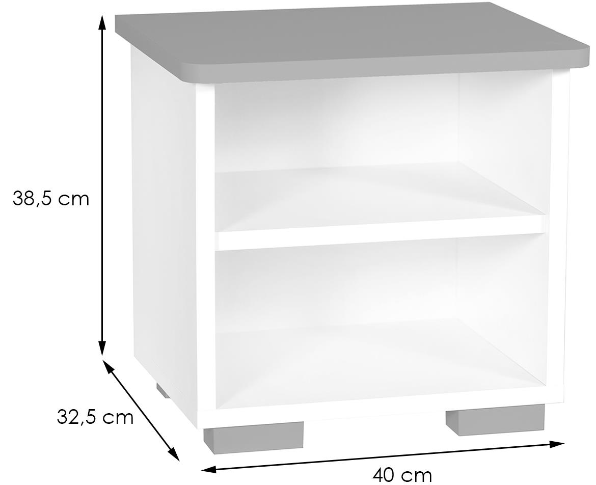 Bb10 nocni ormaric 40x32,5x38,5 belo/sivi