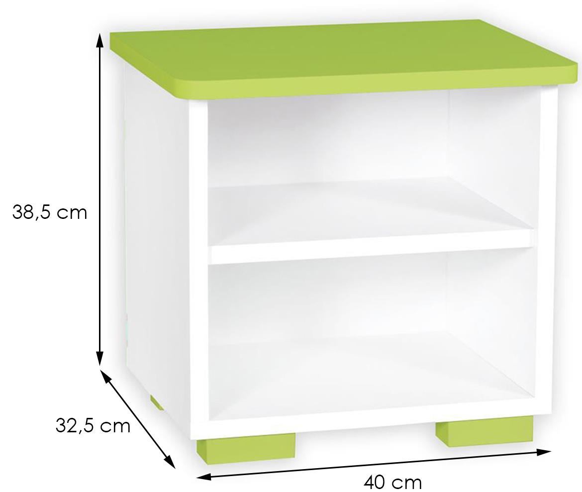Bb10 nocni ormaric 40x32,5x38,5 belo/zeleni