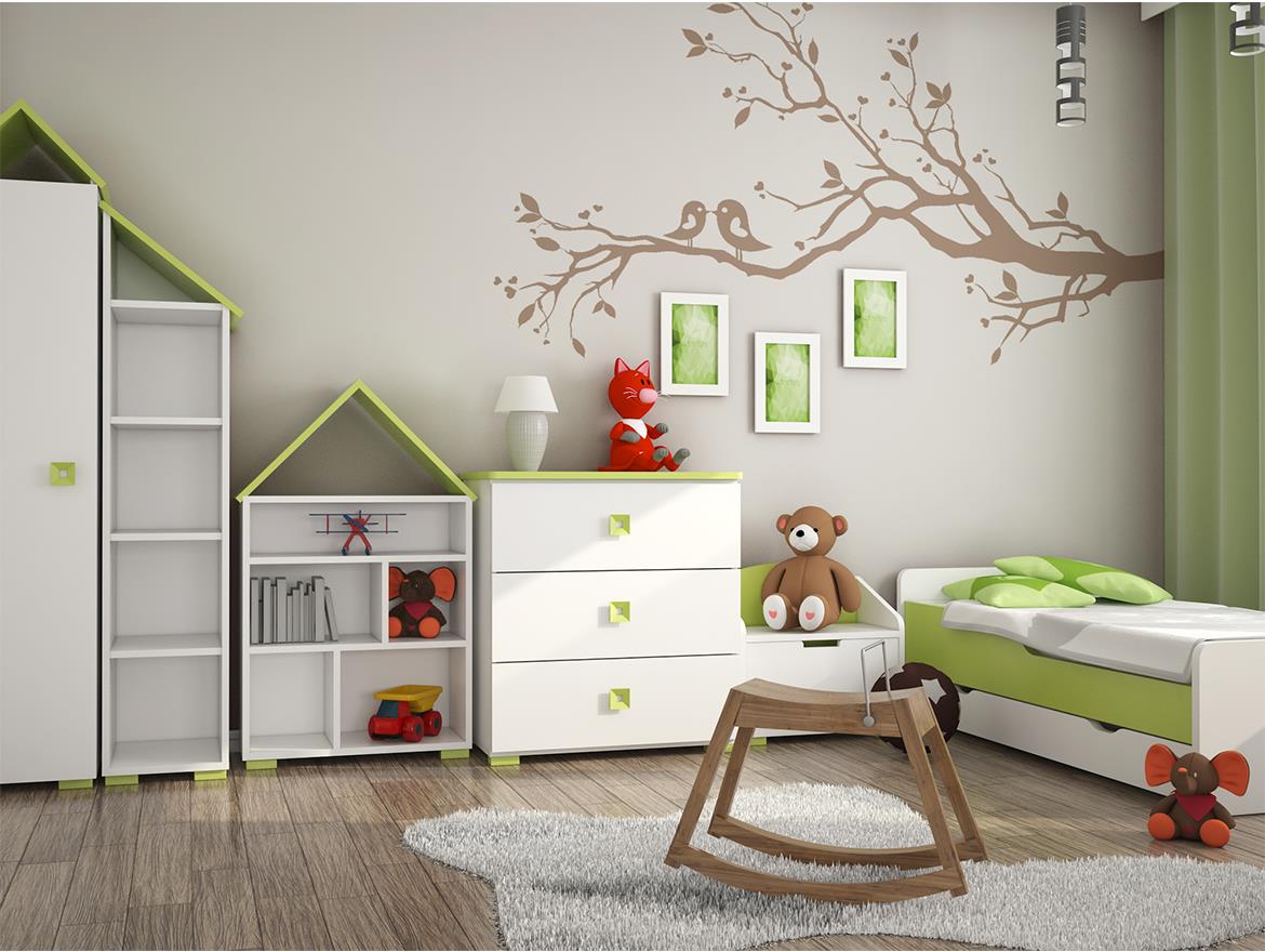 Bb10 nocni ormaric 40x32,5x38,5 belo/zeleni