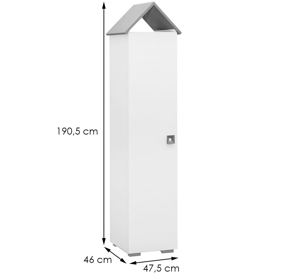 Bb04 ormar 1vrata 47,5x46x190,5 belo/sivi