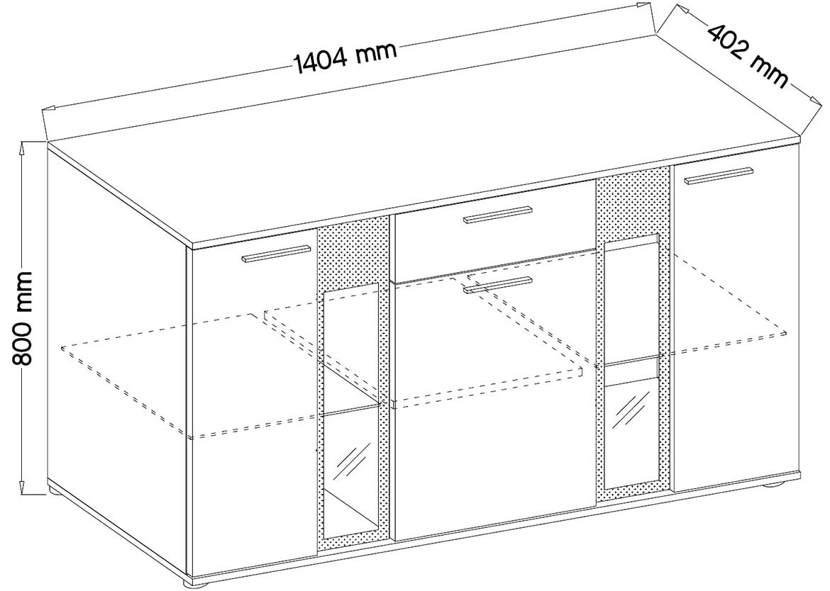 Salsa komoda 3 vrata+1 fioka 140x40x80 rustik drvo/antracit