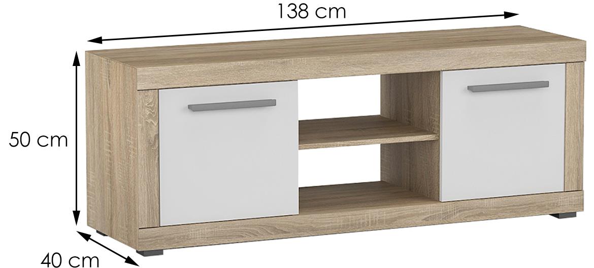 Verona TV komoda 2 vrata+2 otvora 138x40,5x50 natur (sonoma hrast)/bela