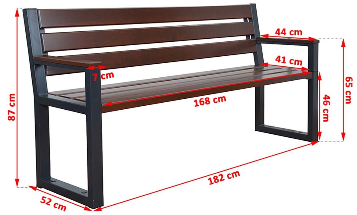 Modern klupa 182x52x87 tamni orah/crna