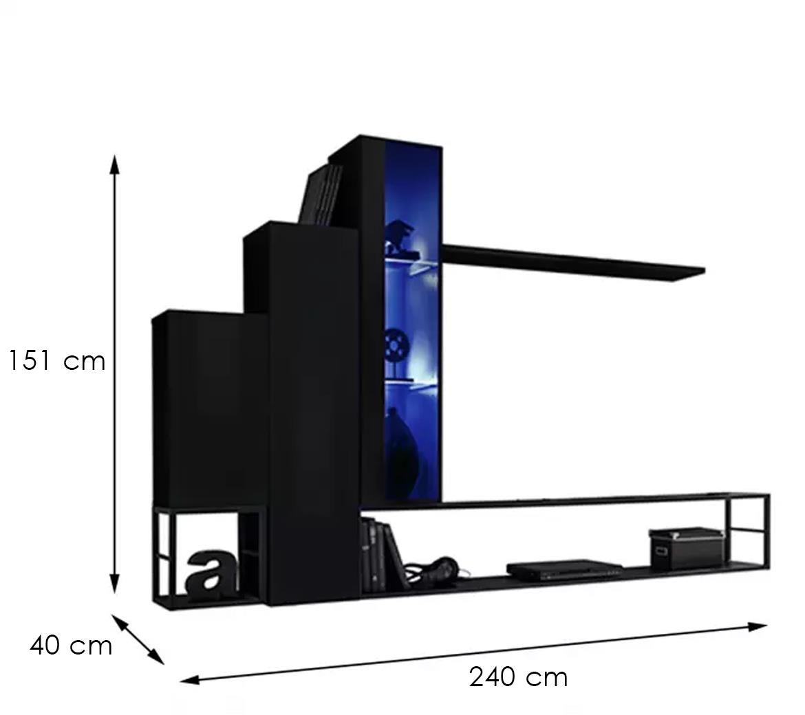 Switch Met VIII regal+LED 240x40x151 crni visoki sjaj