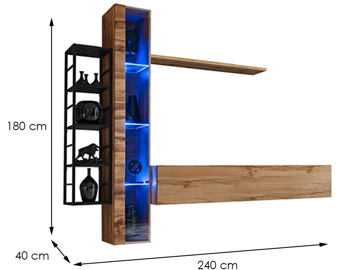 Switch Met VII regal+LED 240x40x180 natur (wotan hrast)