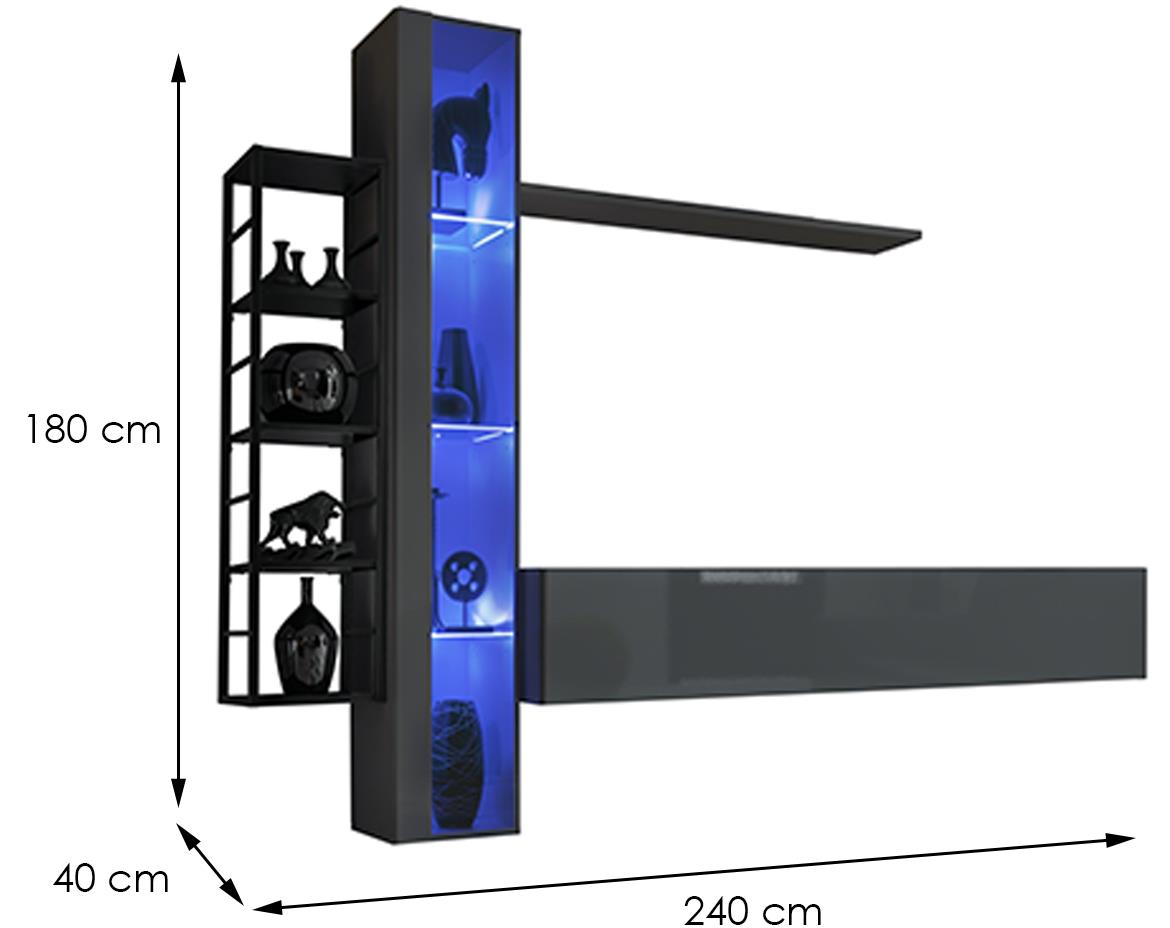 Switch Met VII regal+LED 240x40x180 sivi visoki sjaj