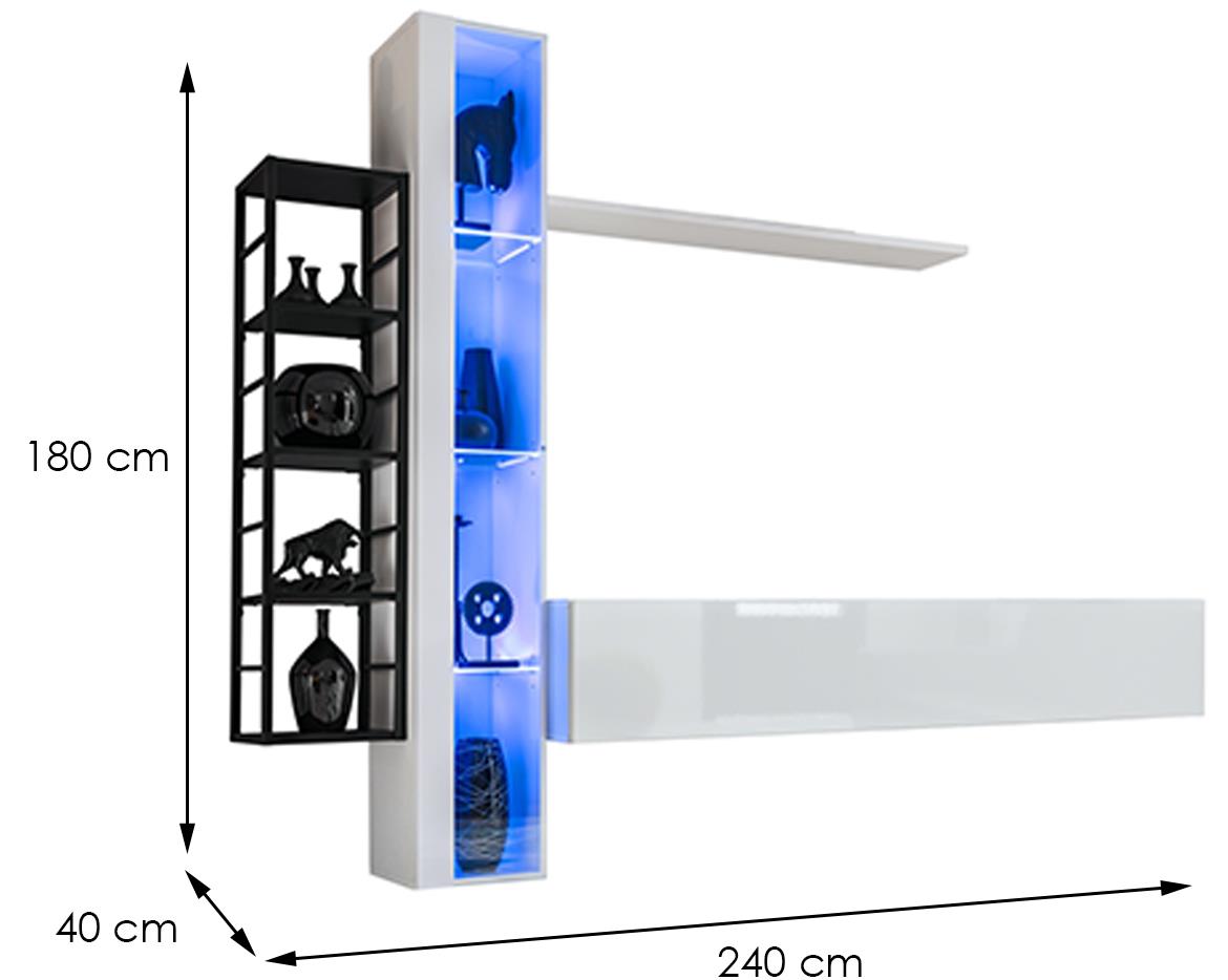 Switch Met VII regal+LED 270x40x176 beli visoki sjaj