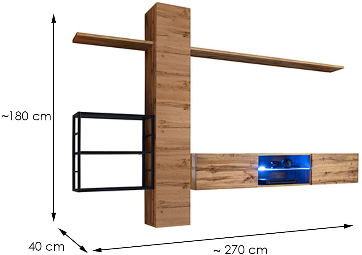 Switch Met V regal+LED 270x40x180 natur (wotan hrast)