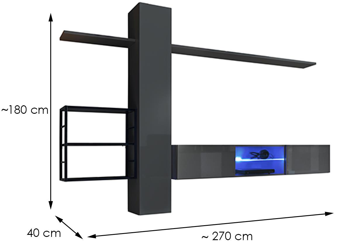 Switch Met V regal+LED 270x40x180 sivi visoki sjaj