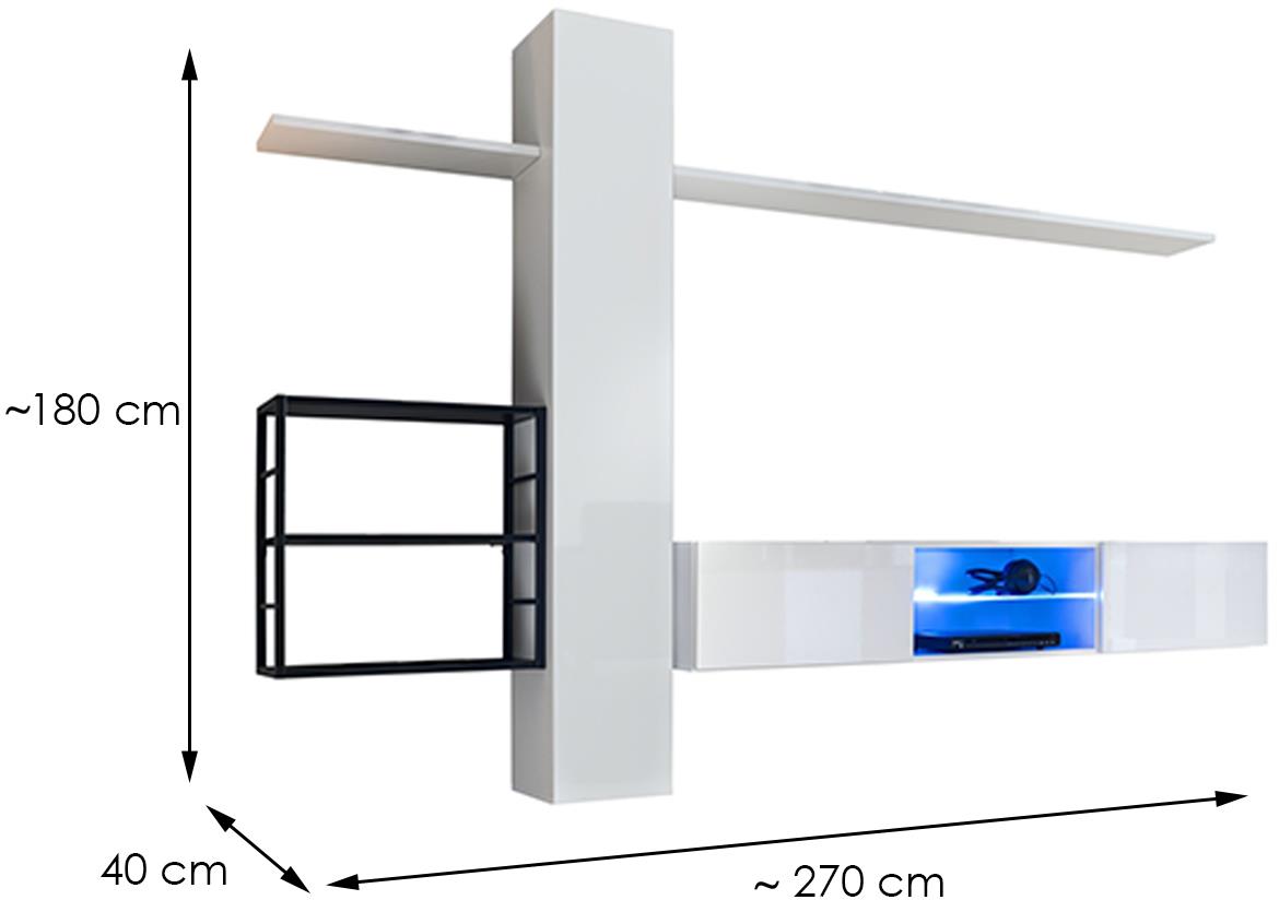 Switch Met V regal+LED 270x40x180 beli visoki sjaj