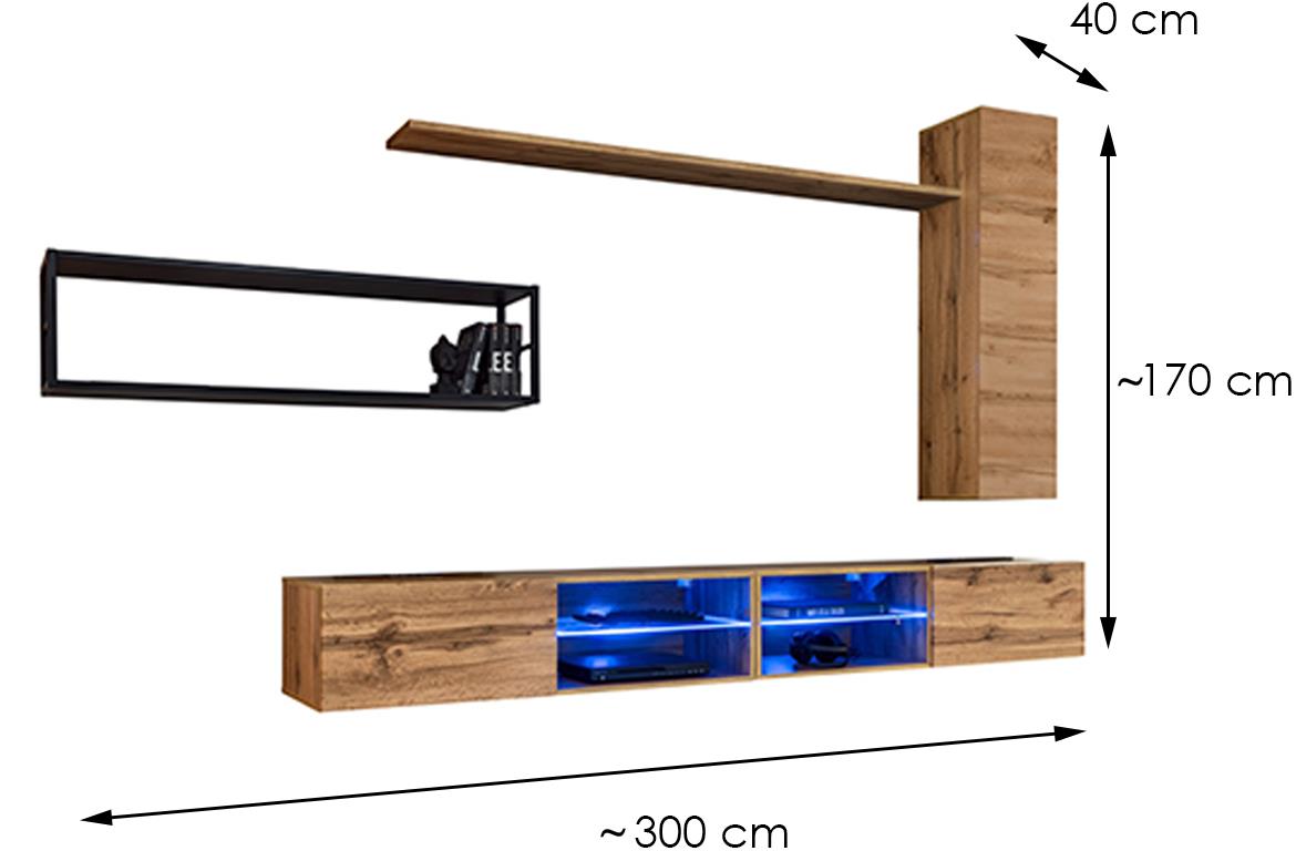 Switch Met IV regal+LED 300x40x170 natur (wotan hrast)