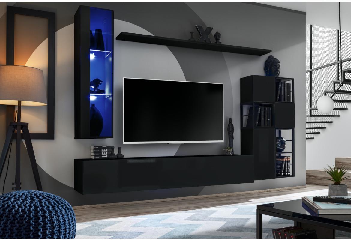 Switch Met II regal+LED 250x40x170 crni visoki sjaj