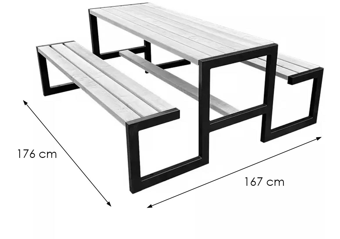 Picknick baštenski set sto+2 klupe 167x176x72 natur/crna