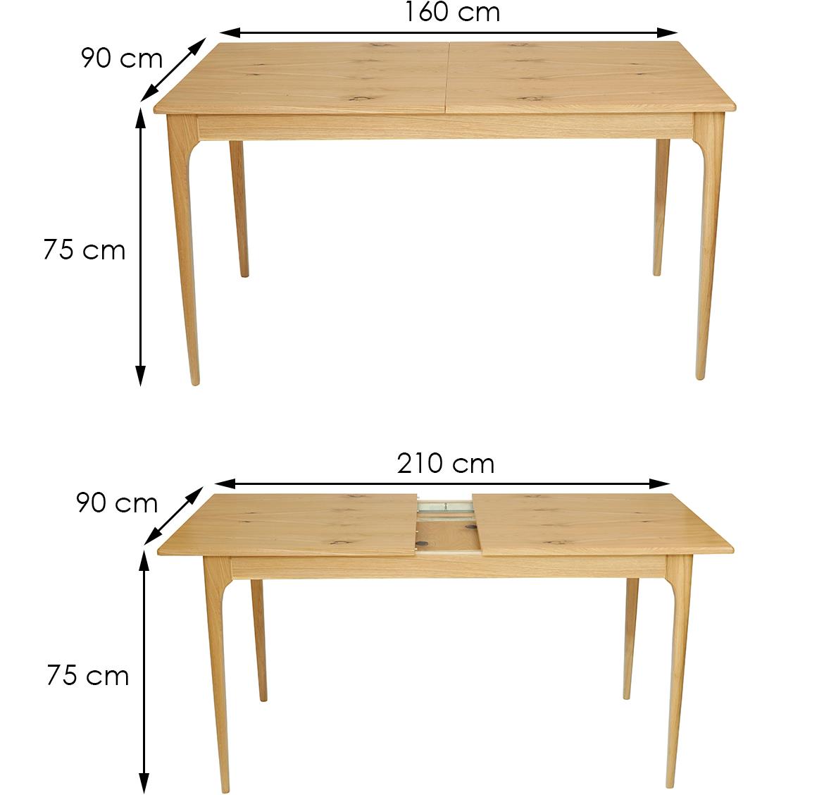 Bogus sto 160x90x75 natur (wotan hrast)