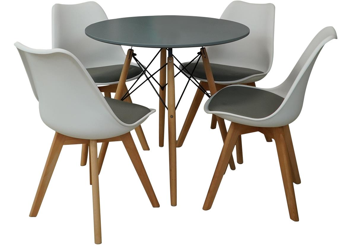 Ewelina blagovaonski set stol+4 stolice sivi/natur