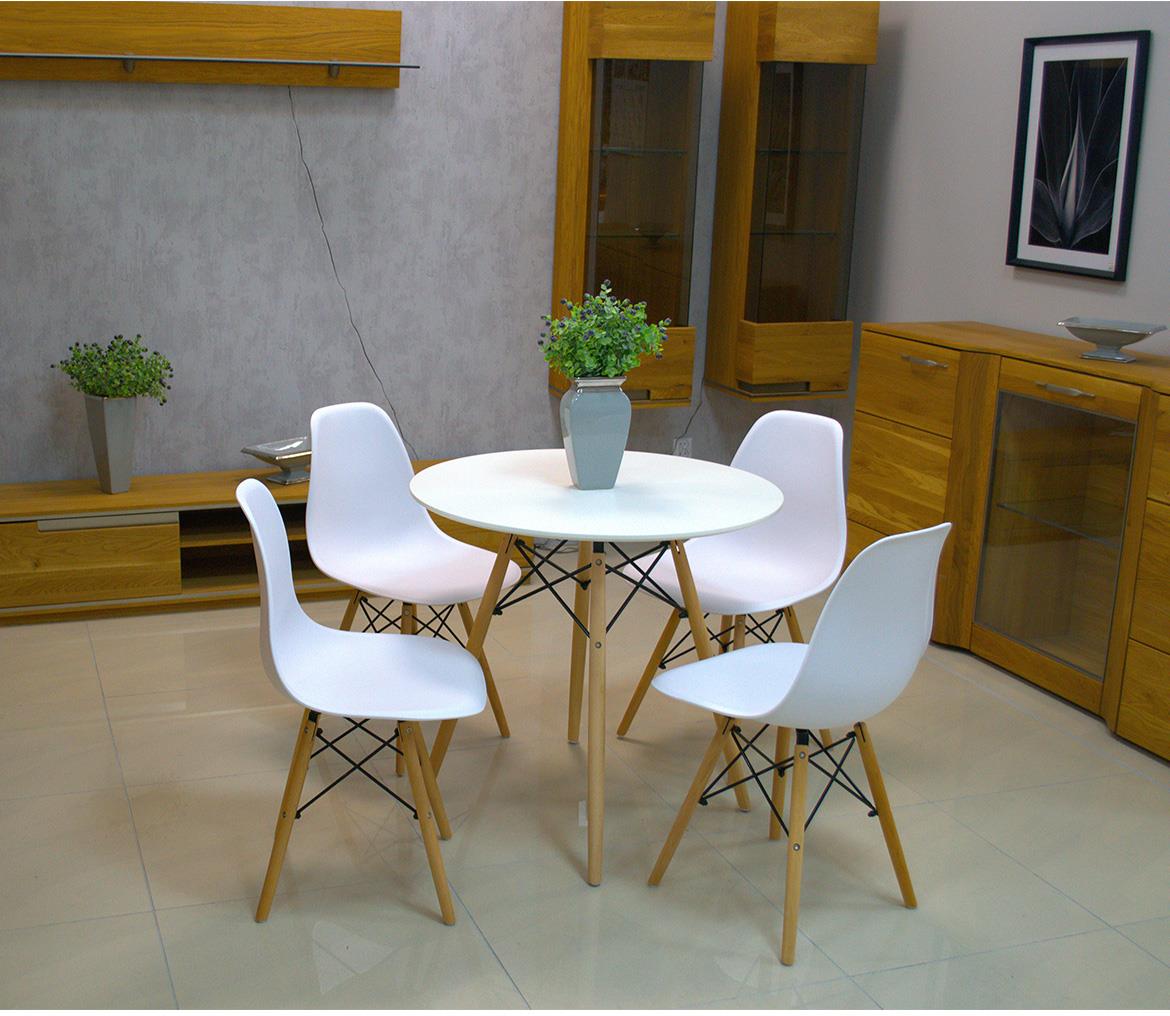 Ariel blagovaonski set stol+4 stolice bijeli/natur