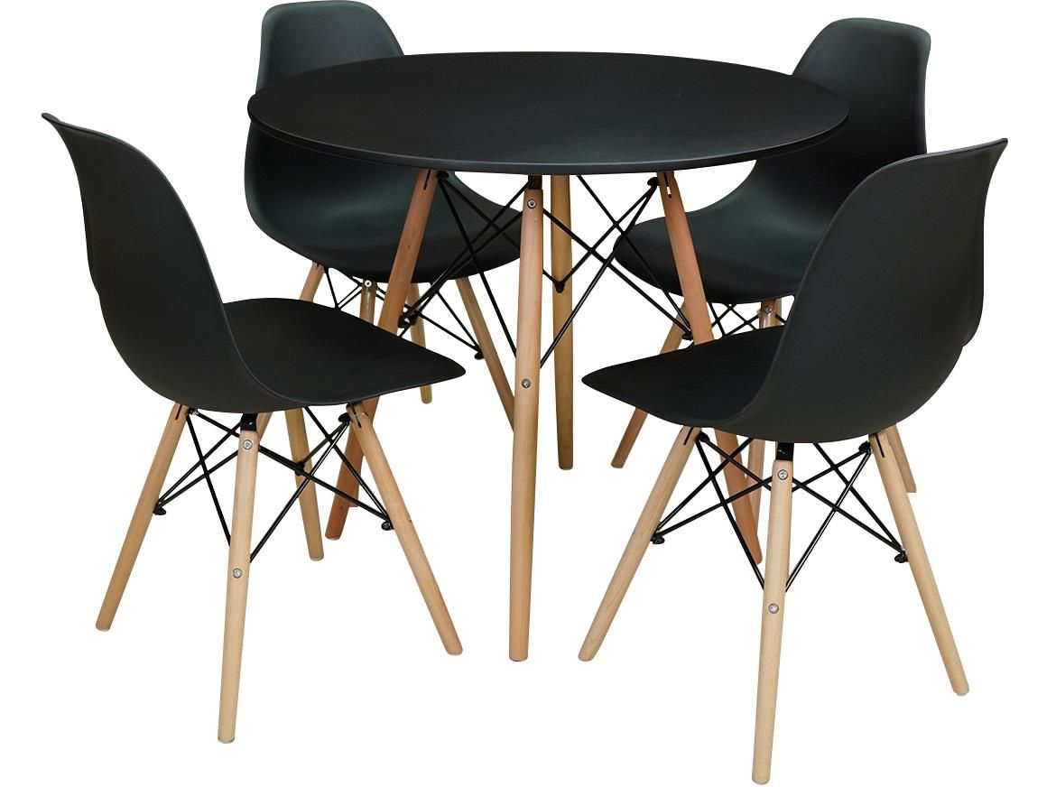 Iwo blagovaonski set stol+4stolice crni/natur