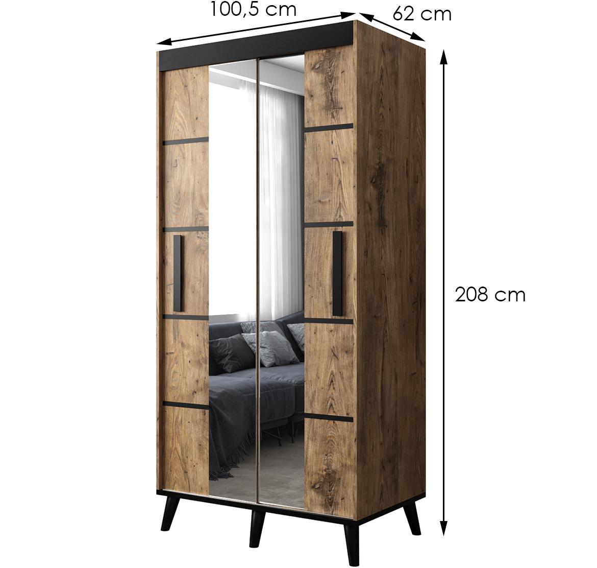 Edmonton ormar V4 2 vrata/ogledalo 100,5x62x208 tamni natur