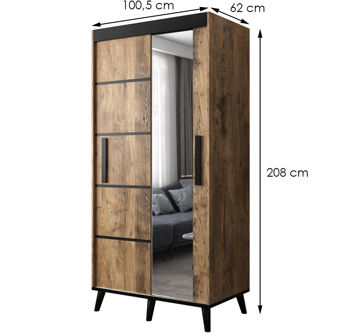 Edmonton ormar V2 2 vrata/ogledalo 100,5x62x208 tamni natur