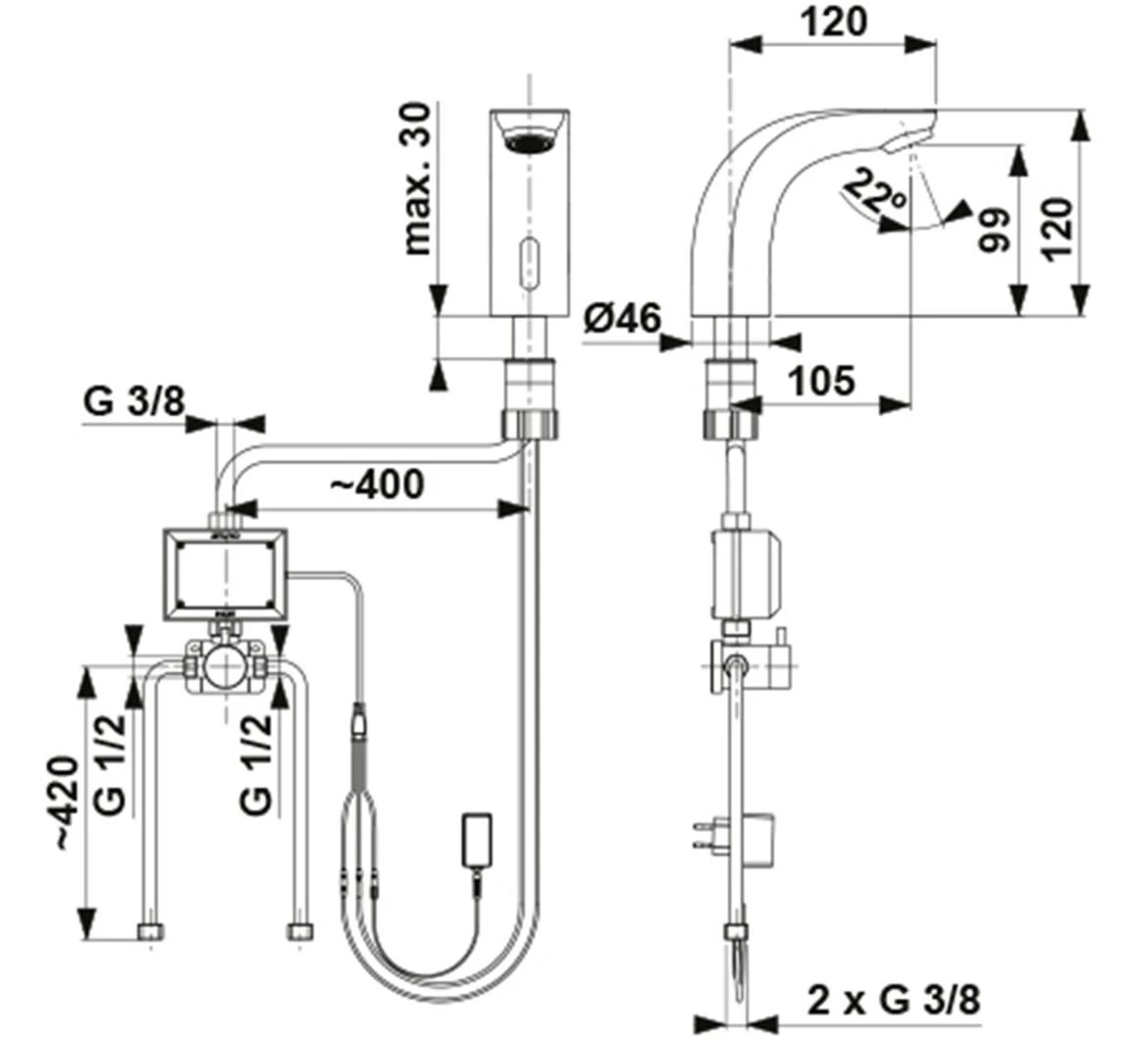 Samba Nova senzorska mešalica za umivaonik sa eksternom mešalicom