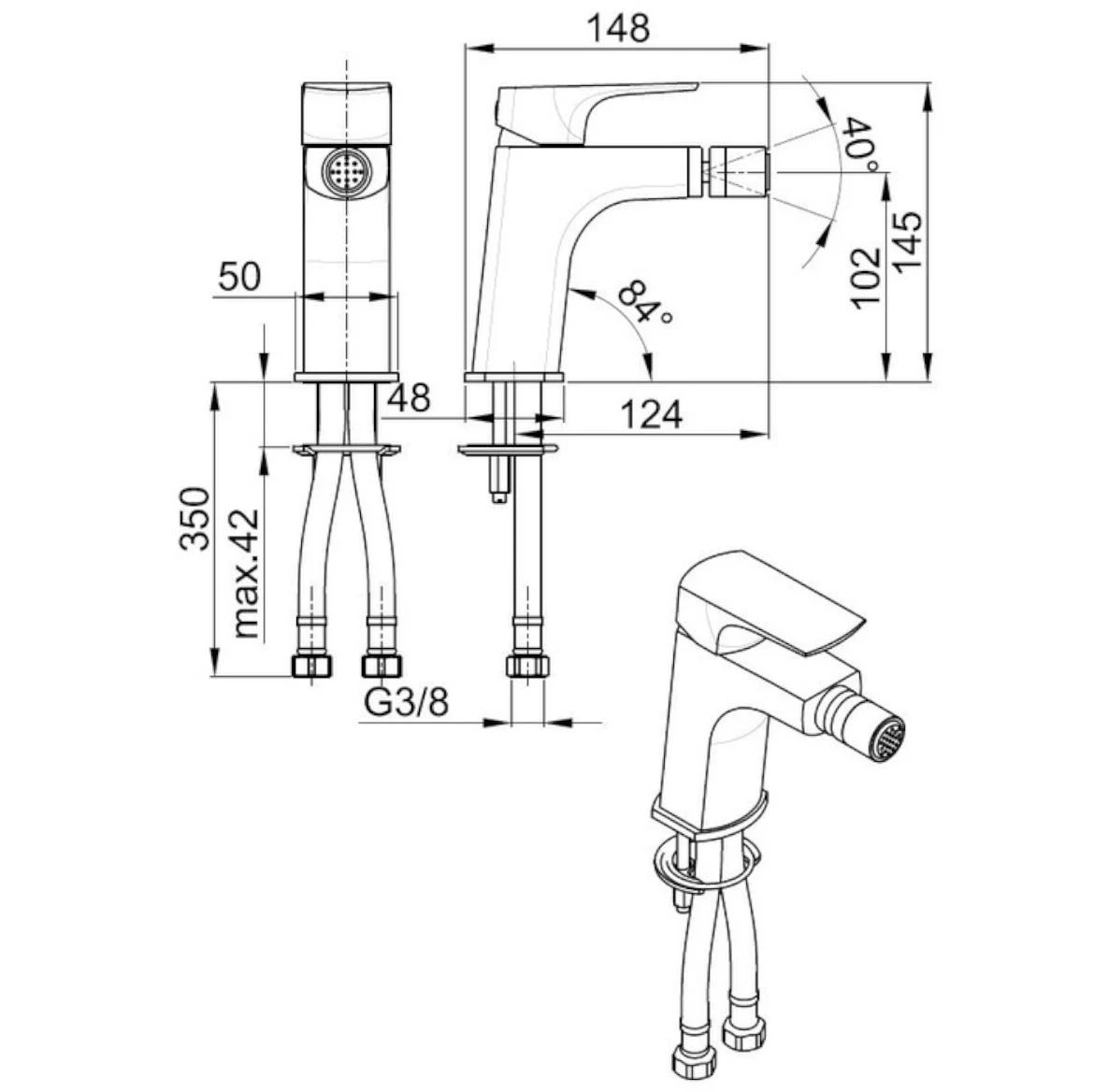 Mokait Crna miješalica za bide
