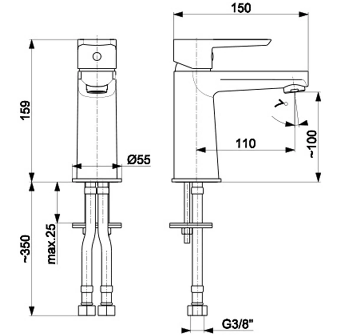 Narva Crna miješalica za umivaonik
