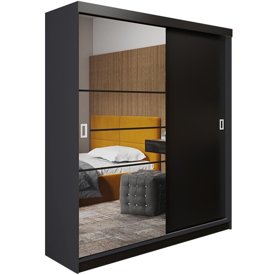 Retro 6L ormar 2 vrata/ogledalo 138x59x205 sivo/crni