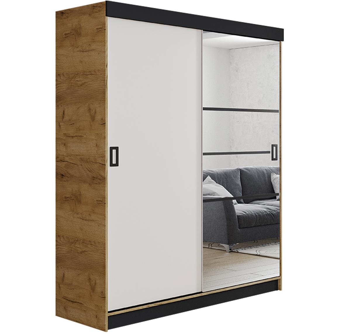Retro 6L ormar 2 vrata/ogledalo 138x59x205 hrast/beli