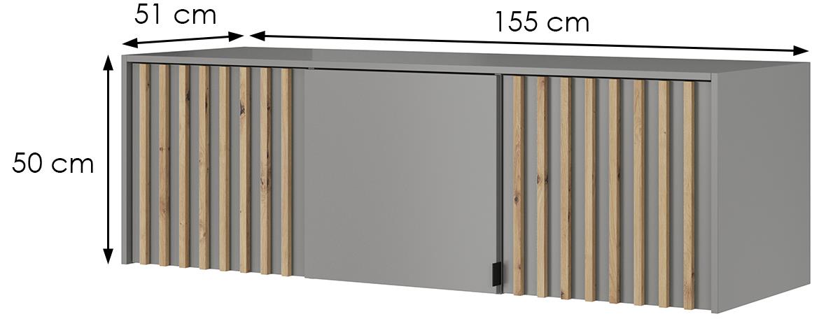 Nelly nadogradnja 3 vrata 155x51x50 svetlo siva/natur (artisan hrast)