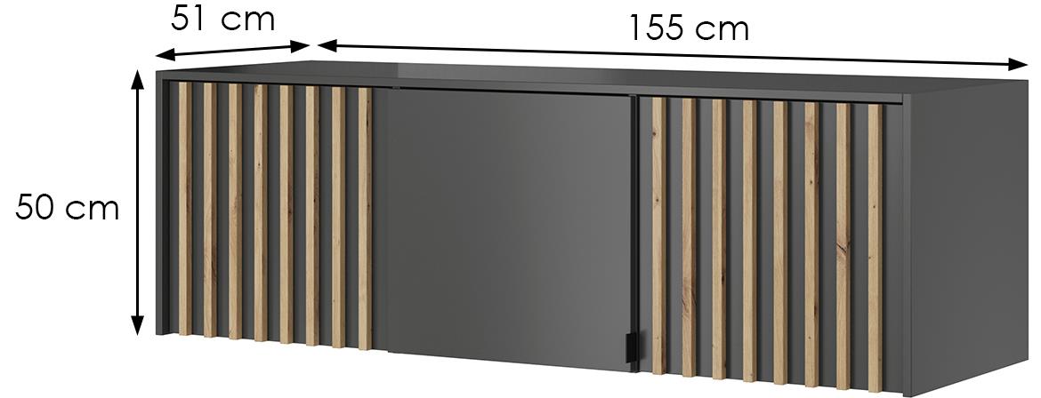 Nelly nadogradnja 3 vrata 155x51x50 tamno siva/natur (artisan hrast)