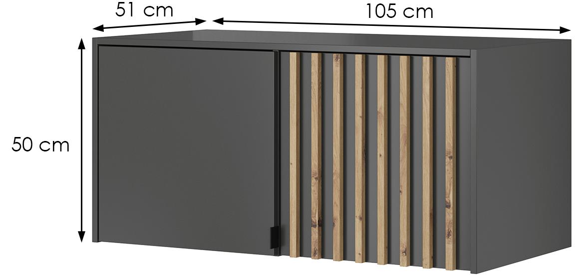 Nelly nadogradnja 2 vrata 105x51x50 tamno siva/natur (artisan hrast)