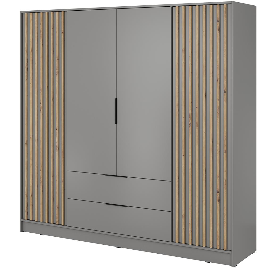 Nelly ormar 4 vrata+2 fioke 206x51x200 svetlo sivi/natur (artisan hrast)