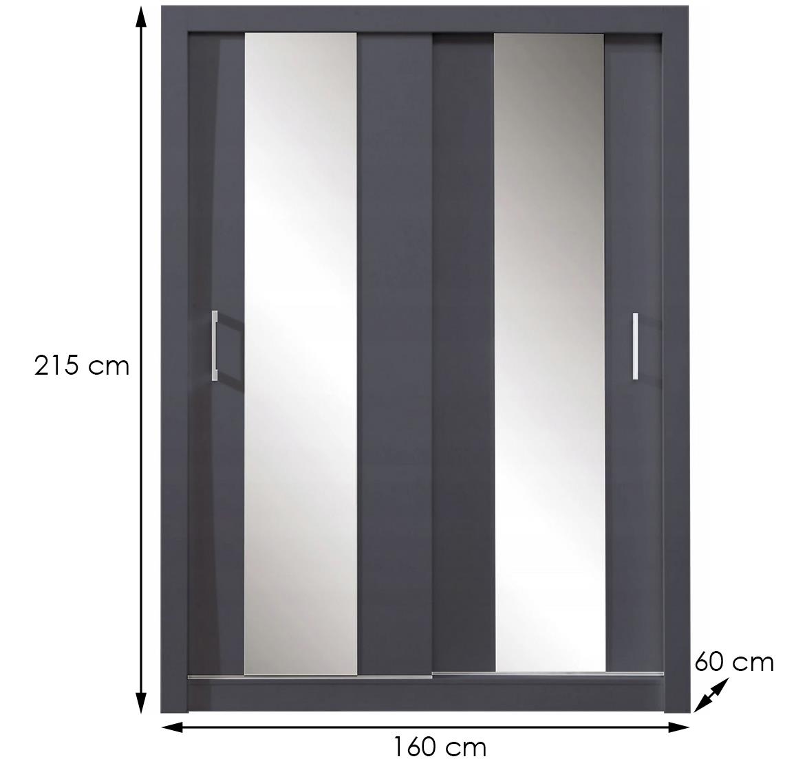 Duca dc3 ormar 2 vrata/ogledalo 160x60x215 sivi