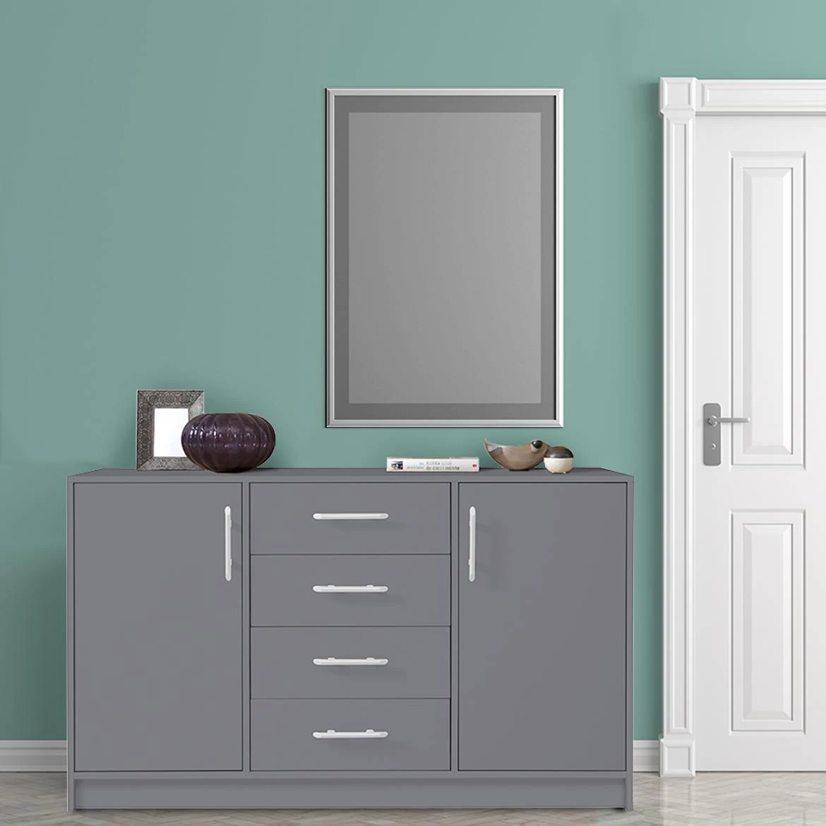 Smart SRK1 komoda 2 vrata+4 fioke 140x40x84 siva