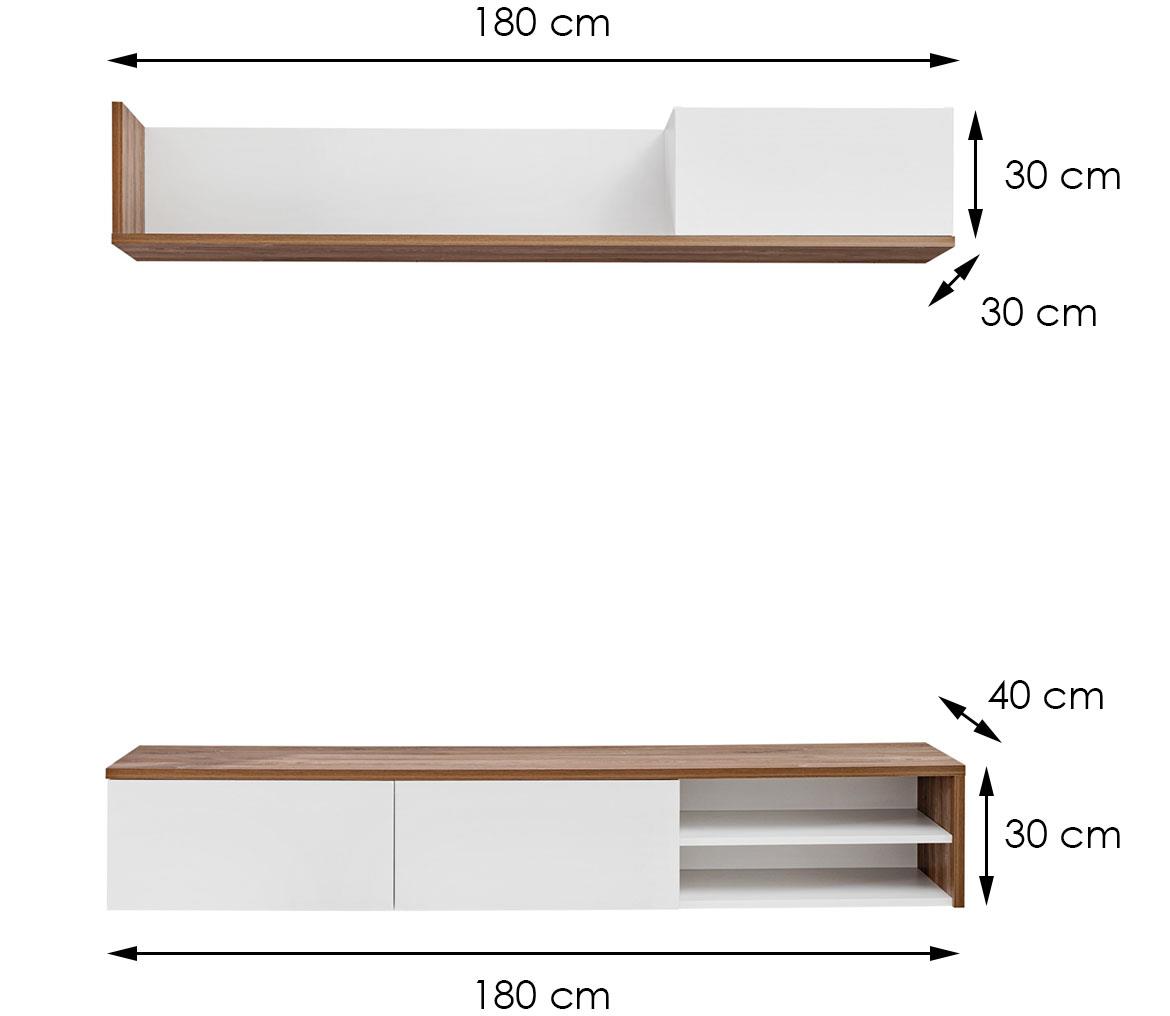 Dallas regal 180x40x180 beli/natur (sterling hrast)