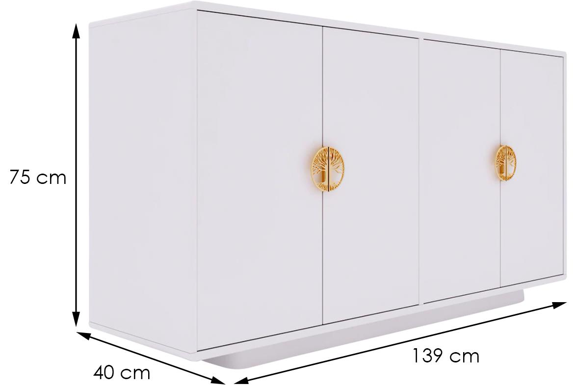 Dancan Lotta komoda 4 vrata 139x40x75 cm bela