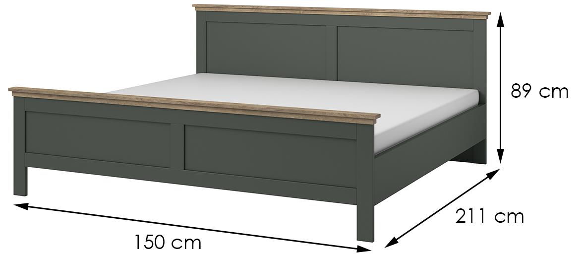 Evora 30 krevet bez podnice 151x211x89 cm zeleni