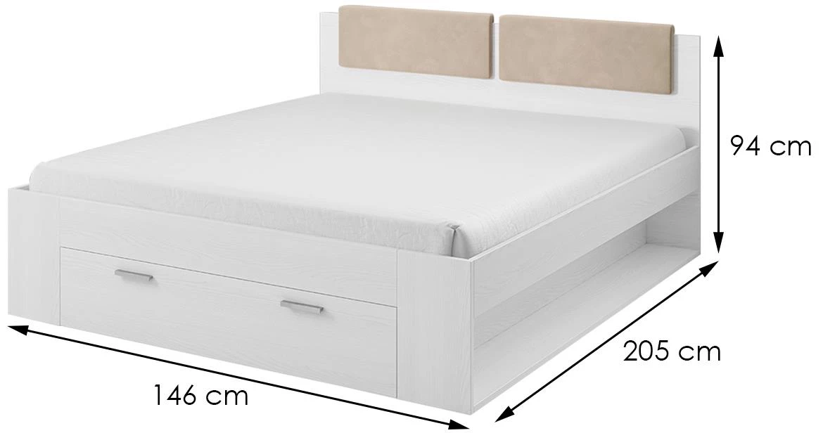 Galaxy 50 krevet bez podnice 1 fioka 146x205x101 cm beli