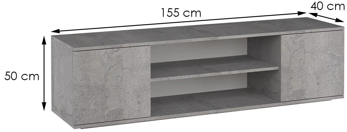 Petra TV komoda 2 vrata+2 otvora 155x40x50 cm beton