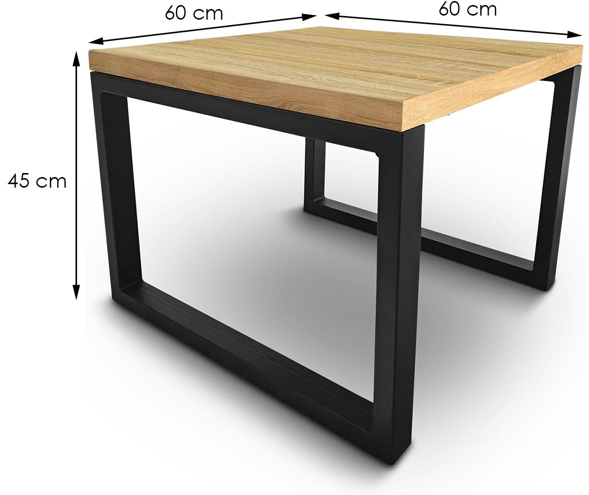 Moarti klub sto 60x60x45 cm natur (sonoma hrast)/crni metal