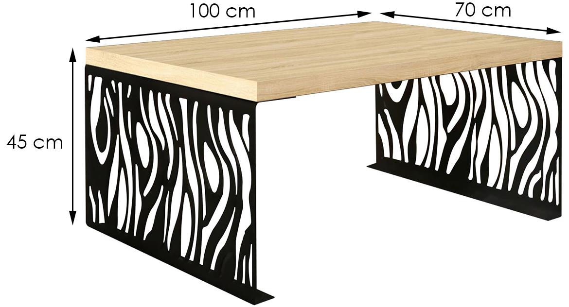 Mafei klub sto 100x70x45 cm natur (sonoma hrast)/crni metal