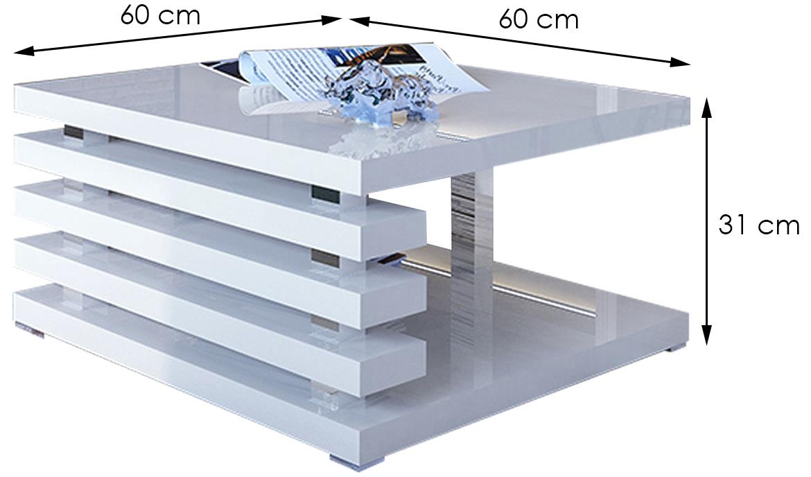 Messa klub sto 60x60x31 cm beli visoki sjaj