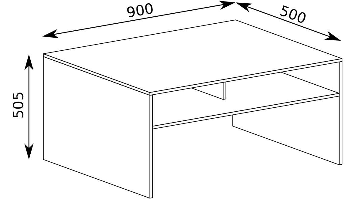 Senesi klub sto S8 sa policom 90x50x50,5 cm orah