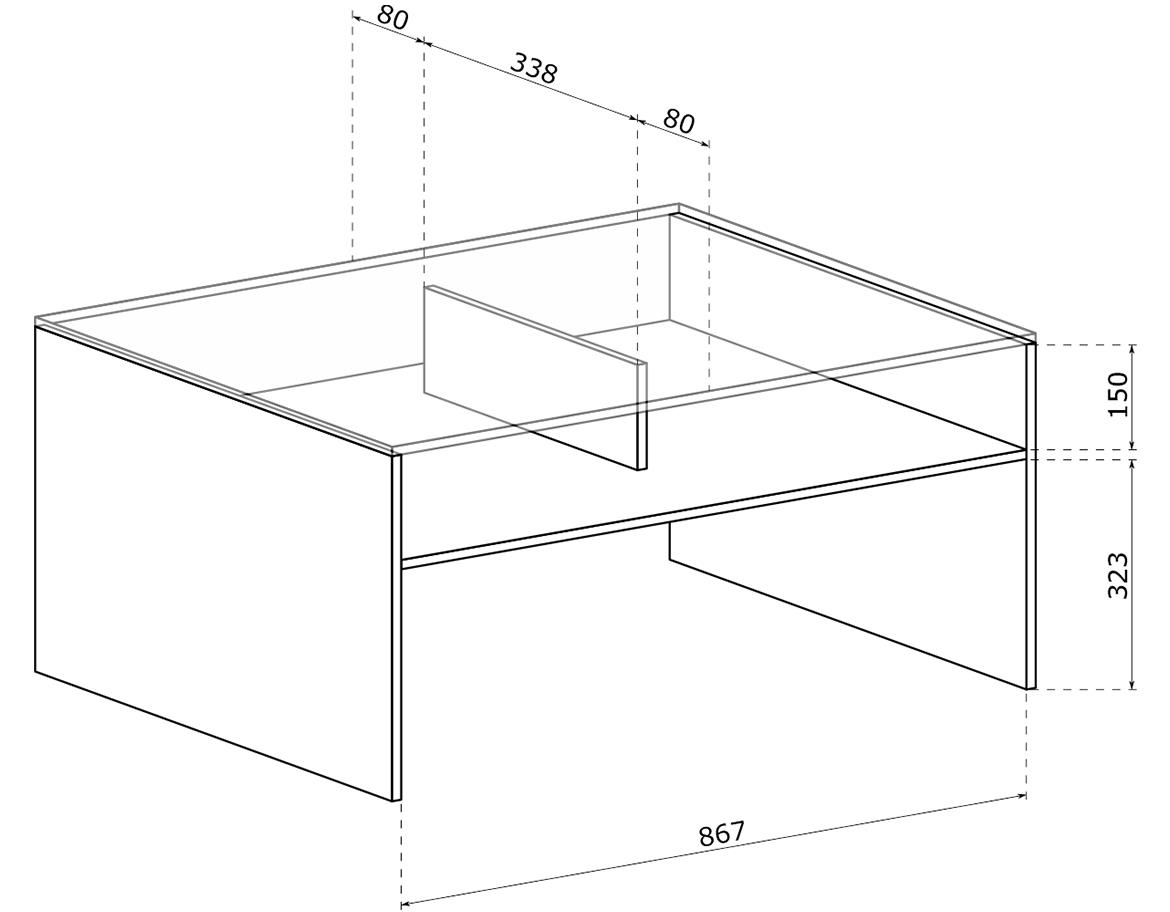 Senesi klub sto S8 sa policom 90x50x50,5 cm orah