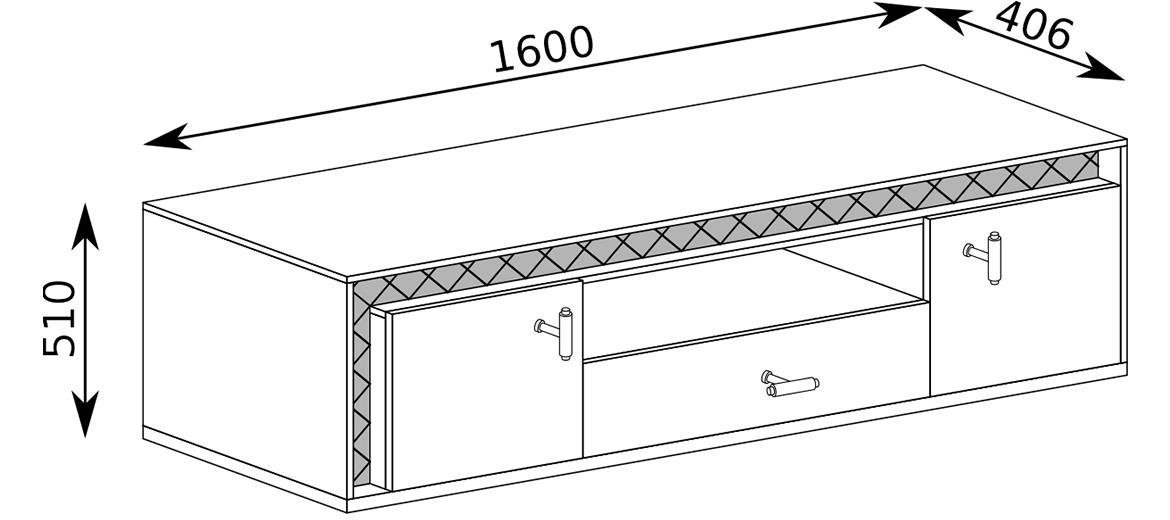 Senesi TV komoda 2 vrata+1 fioka S7 160x40,6x51 cm orah