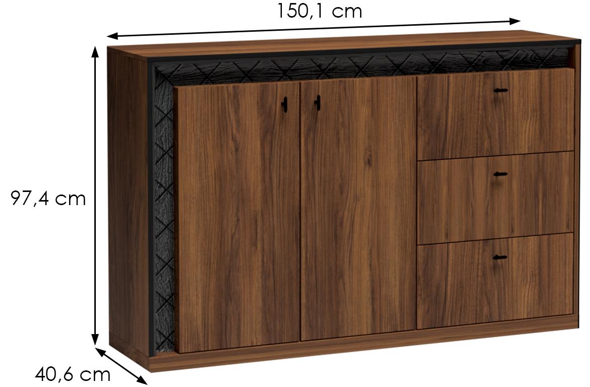 Senesi komoda S4 3 fioke+2 vrata 150,1x40,6x97,4 cm orah