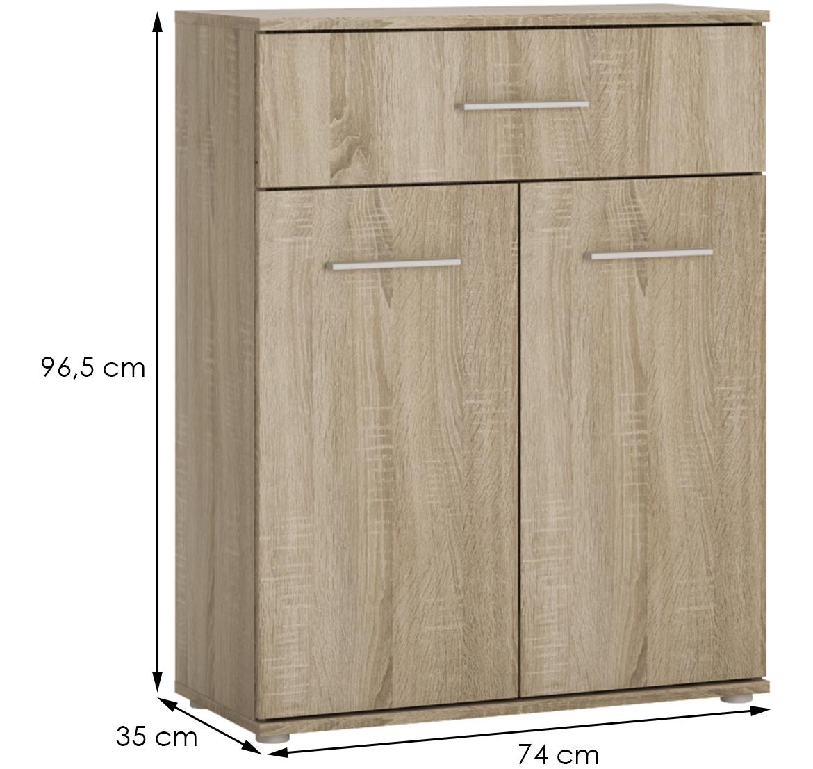 Gemini komoda 2 vrata+1 fioka 74x35x96,5 cm natur (sonoma hrast)