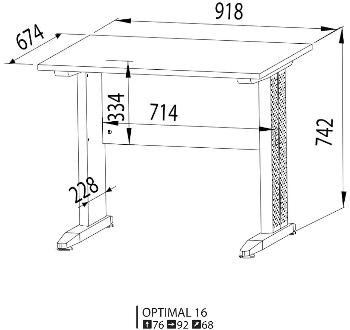 Optimal radni sto 92x68x76 cm natur (sonoma hrast)